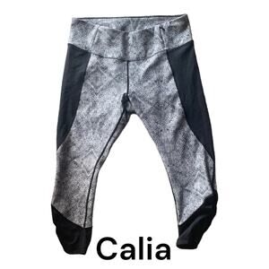 Calia crop leggings woman’s large black snake skin print ruched workout Athletic